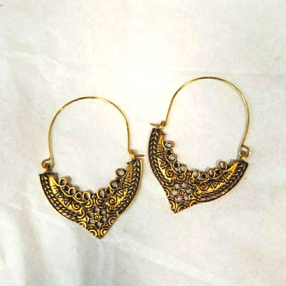 Boho hoop earrings goldtone